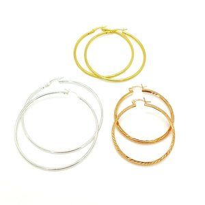 3 Pairs of Sterling Silver Hoop Earrings